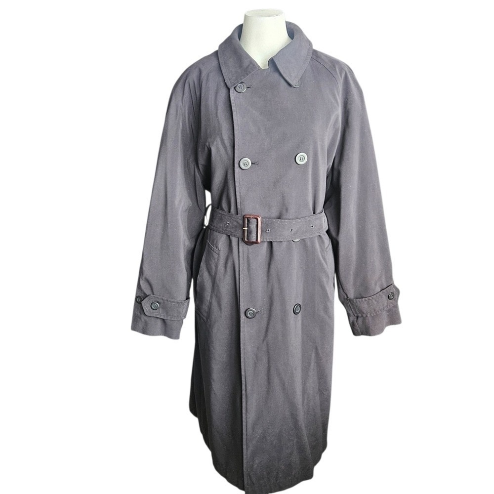 Bradley Jons for‎ Gruner & Co Black Wool Lined Trench Coat Sz 18 Dark Academia
